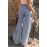 Blue Smocked Waist Palazzo Pants with Tie